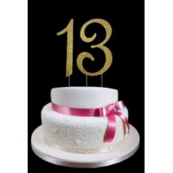 Gold Number 13 Rhinestone Cake Topper Decoration